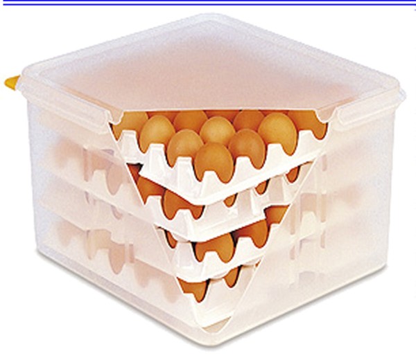 Eierbox, Eierbehälter, Kunststoff, 35,5x32,5x20 cm, 8 Träger für 30 Eier
